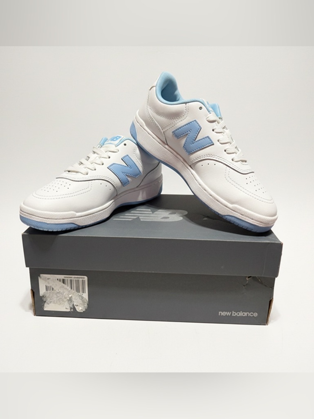 New Balance White Sneakers with Sky Blue Accents - Picture 3 of 7